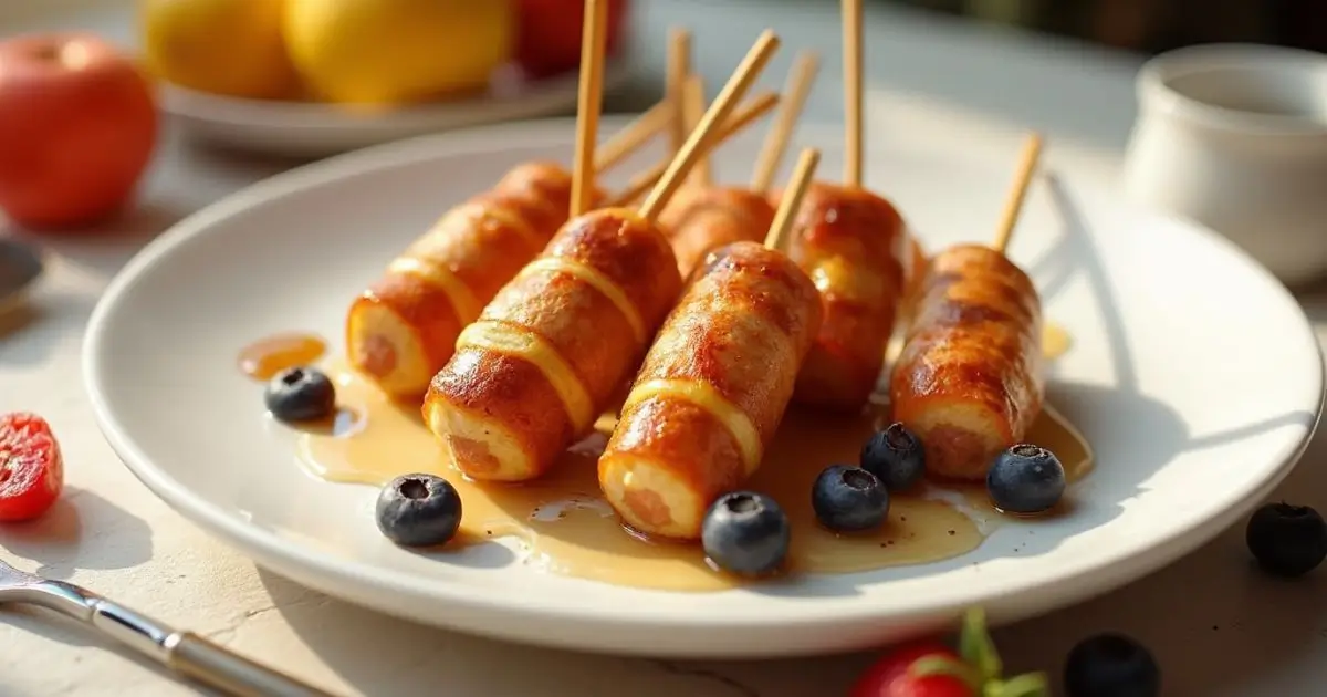 Easy Pancake and Sausage on a Stick